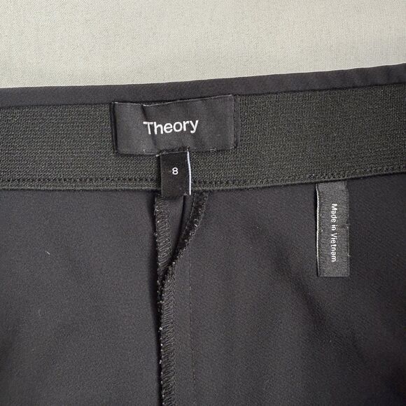 THEORY Thaniel Kenett Pants Size 8 Black Pull On Tapered Trousers Stretch Casual - Picture 12 of 14